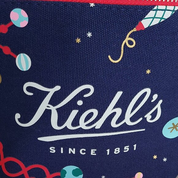 Kiehl's Since 1851 Blue Holiday Cosmetic Make-up Zip Case (NWOT) - Picture 2 of 16